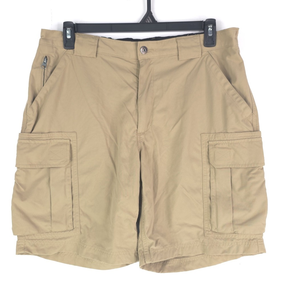 Duluth Trading Dry On The Fly Men Large 9" Cargo Shorts Camel Nylon Quick Dry